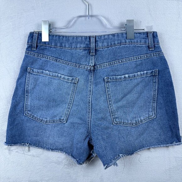 No Boundaries Cut Off Shorts Stars Embroidered High Rise Denim Blue Women SZ 11 - Picture 2 of 9